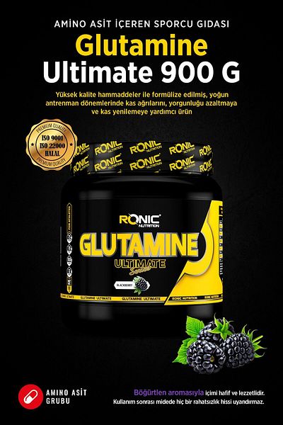 Ronic Nutrition Glutamine Ultimate 900 G (CONVENIENT AROMATED) 2 Pieces Gift