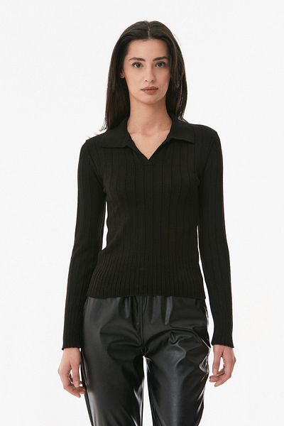 Fulla Moda Pulover de bază cu guler polo