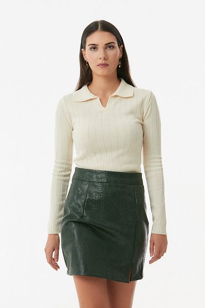 Fulla Moda Βασικό πλεκτό πουλόβερ με γιακά πόλο