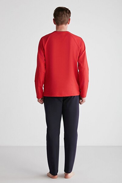 U.S. Polo Assn. US POLO LICENSED BISCLET COLLAR COTTON LONG COLLAR MEN'S PAJAMAS SET 18721