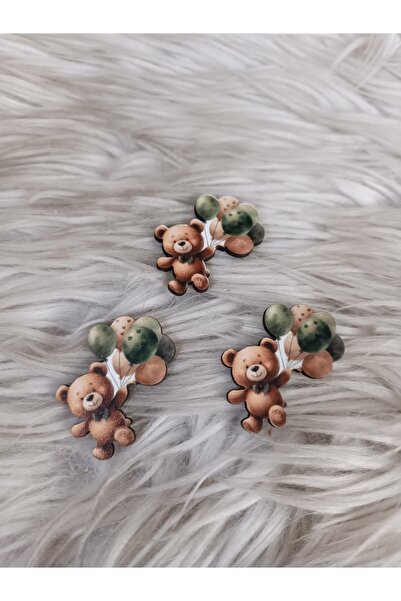 doğrukan 25 Adet yeşil balonlu ayıcık 4 cm üç baskılı figür süslemelere uygun