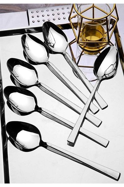 ÇEÇEN HOME ملعقة طعام على شكل عصا مكونة من 12 ملعقة كبيرة