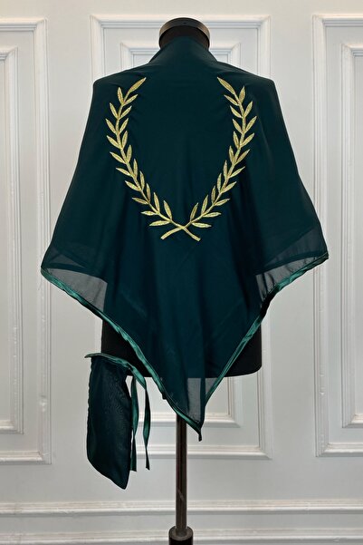 ZEYMERADE Yeşil Şifon Lüks Damat Omuz Örtüsü, Gold Dal Desen Nakışlı, Sağdıç ...