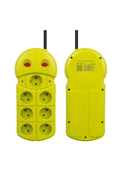 nelerbulurum YÜKSEK KALİTELİ 7'LI 1.5 METRE KABLOLU AKIM KORUMALI LED GÖSTERGE 2 ADET AÇMA-KAPAMA TUŞLU GRUP PRİZ