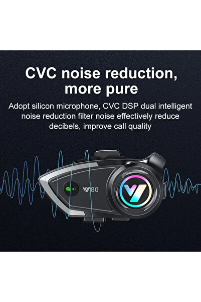 Dynego Y80 Motosiklet Kask Kulaklık Intercom Işıklı Motorsiklet Interkom