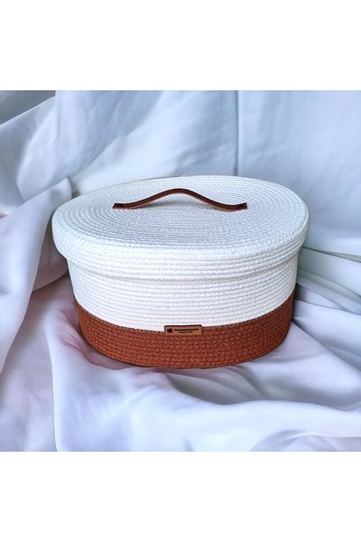 HandmadeSNM Οβάλ Οργανωτής & Καλάθι πολλαπλών χρήσεων με κάλυμμα