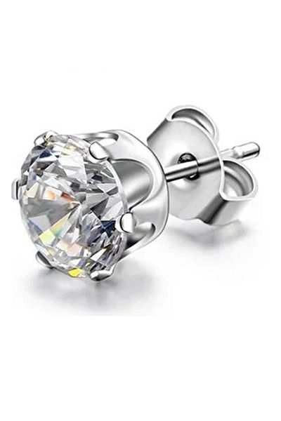 Öte Beri Beyteberi Silver Stainless Non Tarnish 316l Surgical Steel Unisex Transparent Oval Zircon Stone Double Earring Set