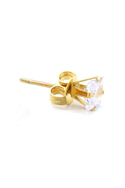 Öte Beri Öteberi Gold Stainless Non-Tarnish 316l Surgical Unisex Square Zircon Stone Single Earrings (1 Piece)
