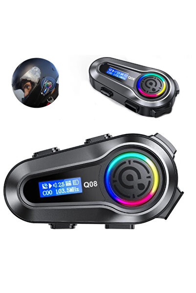 Dynego Q08 5.3 Uyumlu Motosiklet Kask Kulaklık Intercom Işıklı Motorsiklet Interkom