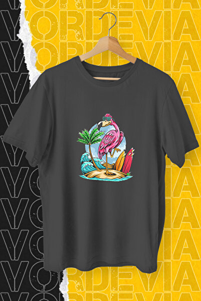 Vordevia Cool Flamingo Štampano Crna Oversize kroj T-shirt