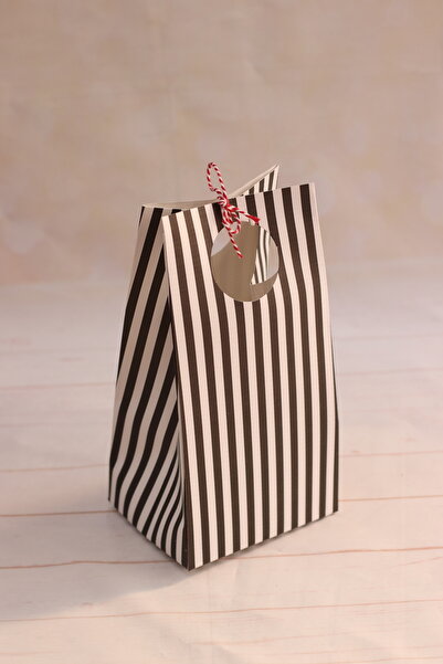 demontecraft Siyah Çizgili çanta 2 adet 12x18x10 ölçülerinde