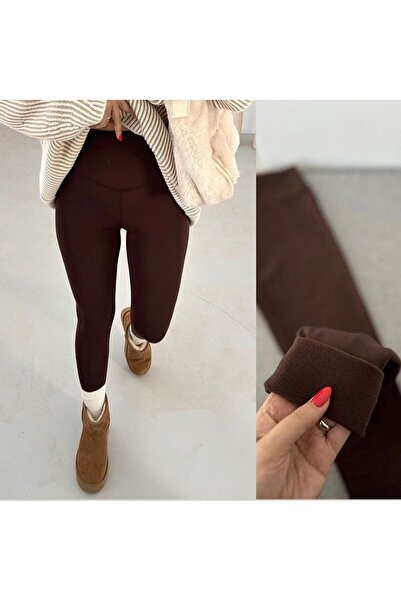 Niceboutique Yüksek Bel Şardonlu Toparlayıcı Tayt Acı Kahve