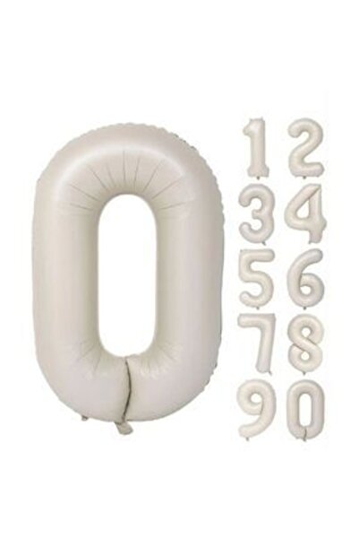 Genel Markalar Folyo Balon 0 Rakamı Helyum Balon 76 Cm Krem Renk - 0 Yaş Balo...