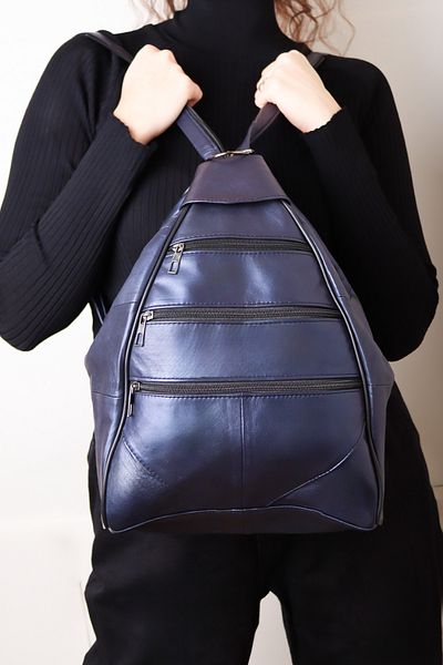 Jack Tonio Women's Navy Blue Adjustable Strap Leather Backpack Shoulder Bag Handbag Messenger Bag