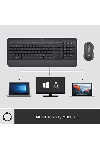 logitech Signature MK650 Multi-Device Bolt Alıcılı Bluetooth Kablosuz Klavye ve Mouse Seti Türkçe Q - Siyah