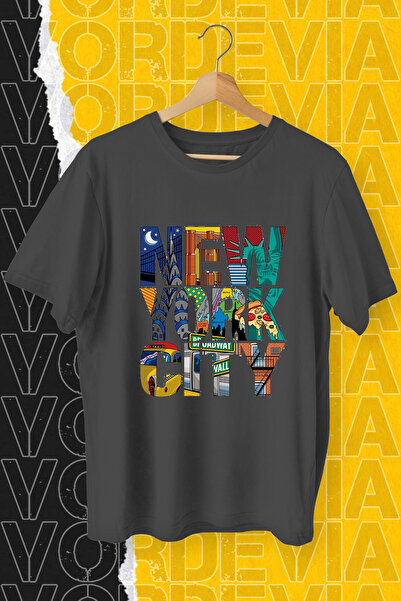 Vordevia Njujork Siti Štampano Crna Oversize kroj T-shirt