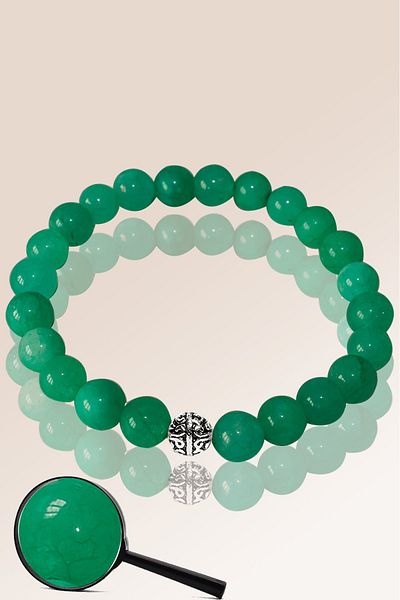 Tesbih Atölyesi Certified Matte Aventurine Stone Bracelet - Silver Apparatus