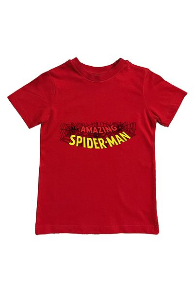 SPIDERMAN лятна детска тениска от памучен пениран плат с щампа на човек паяк