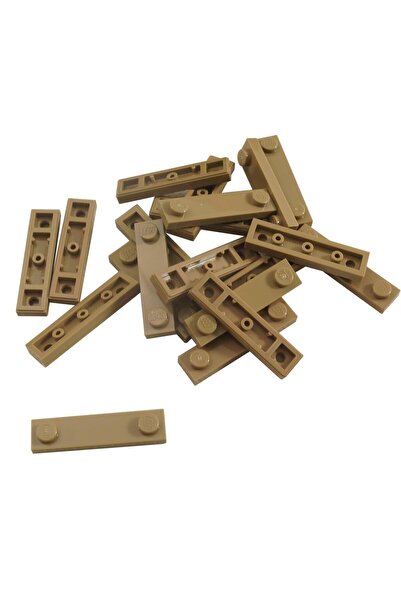 LEGO Custom Accessory Plate Modified 1 X 4 Stud Groove Dark Tan Brick 8 Piece...