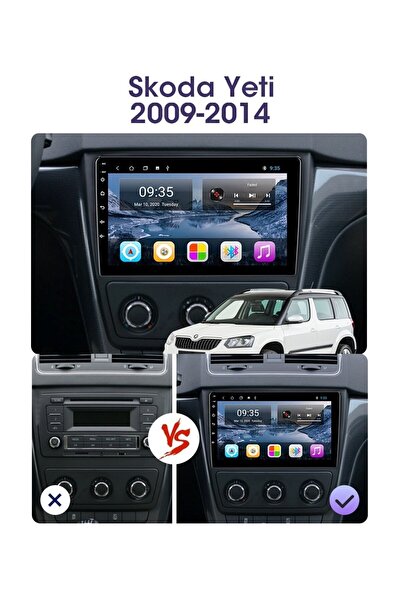 EXVOL Skoda Yeti Uyumlu Android 12 Multimedya 2gb/32gb 10 Inc Hd Ips Ekran Park Kamerası Hediyeli