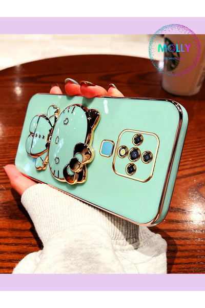 Molly حافظة سيليكون فاخرة لهاتف Tecno Camon 16 Water Green Hello Kitty مع حام...