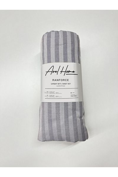 Arel Home Striped Single Elastic Sheet Set with Ranforce 100% Cotton Pillowcase