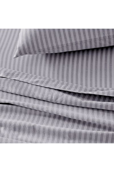 Arel Home Striped Single Elastic Sheet Set with Ranforce 100% Cotton Pillowcase