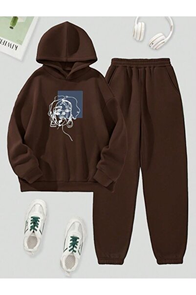 BENROMA Women's Face Printed Comfortable Fit Tracksuit Set