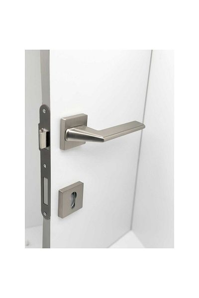 KOLDOOR Rivax Anka Inox Zamak Satin Square Rosette Yale Steel Door Handle Right Press One Way