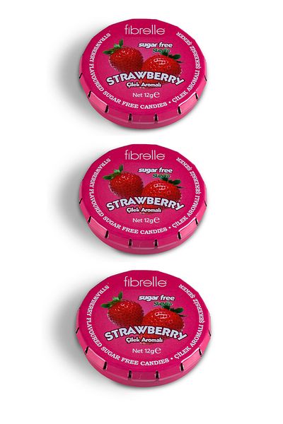 Fibrelle 3 Pieces of Stevia Sugar-Free Candy with Strawberry