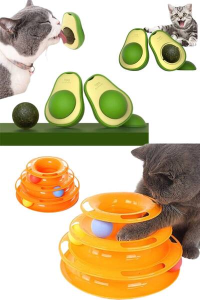 Mycl 2 Li Set 3 Katlı Toplu Yuvarlak Kedi Oyuncağı Ve Avokado Catnip Avokado ...