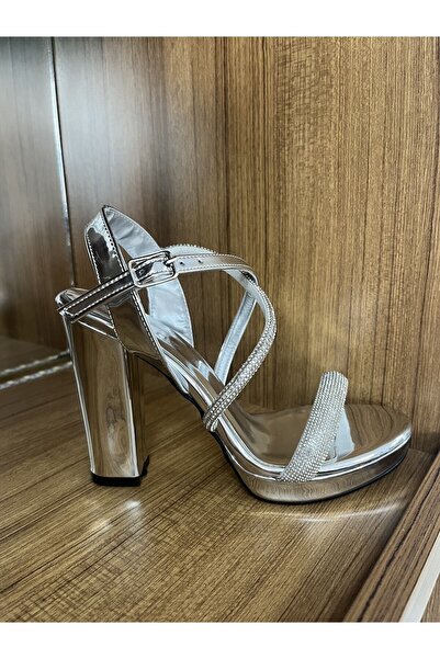Mimoza Platform topuklu 12 cm gümüş Ayakkabı