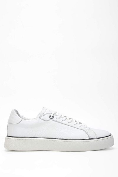 Tamer Tanca Men's White Genuine Leather Sneakers - Sports Shoes