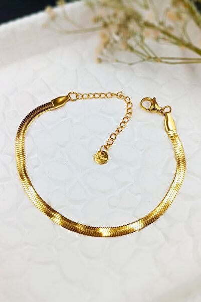 DG AKSESUAR 316 L. Çelik Kararmaz - Paslanmaz İtalyan Zincir Bileklik Gold