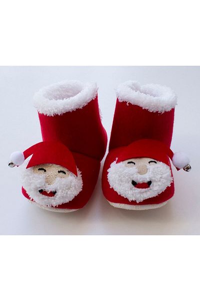 Puppis Baby Christmas Santa Claus Non-Slip Base Rattle Red Baby Slippers