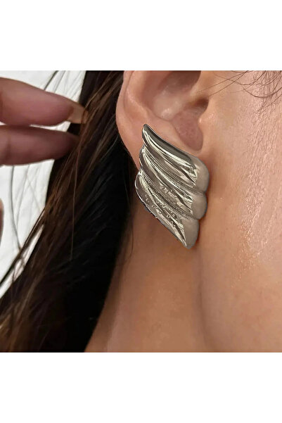 AURRARİ Hailey خمر الجناح الفضي أقراط مطلية