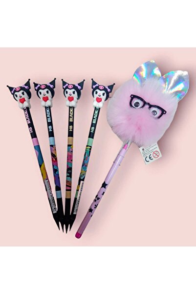 sevgi kırtasiye Kuromi Başlıklı Adel Kurşun Kalem Seti 4 Lü Set Süslü Yumurtl...
