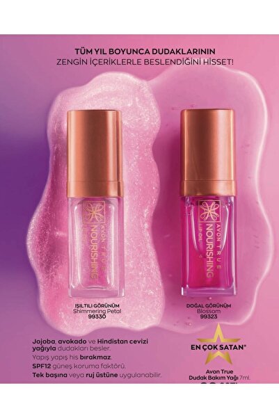 AVON True Dudak Bakım Yağı 2 Adet Işıltılı Görünüm+doğal Görünüm
