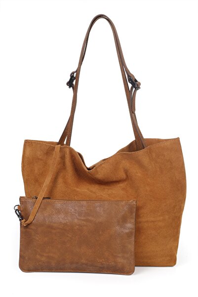 Ysmn Γνήσιο δέρμα σουέτ με διπλή λαβή, φαρδιά γυναικεία τσάντα ώμου YC012035HSD