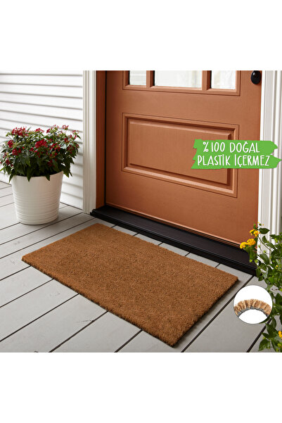 Evaşk %100 Doğal Koko Kıl Kapı Önü Paspası Plastik Içermez Çevreci Paspas Doğ...