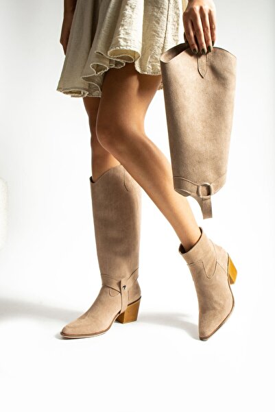 Tibu Ayakkabı Serene Double Detailed Mink Women's Boots and Boots