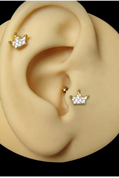 BY DİLEK ÇETİN ACCESSORY Çelik Taç Model Kıkırdak,helix,tragus, Piercing