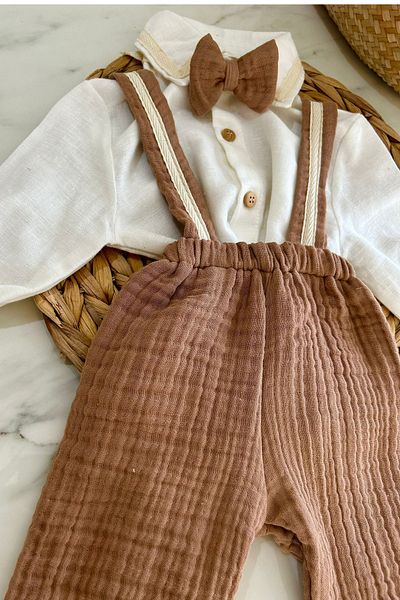 bohemiankids baby wear طقم سلوبيت للرجال حديثي الولادة من قماش الموسلين