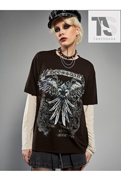 Tarzsokak Γραφικό μπλουζάκι Grunge Punk 2 σε 1 γράμμα