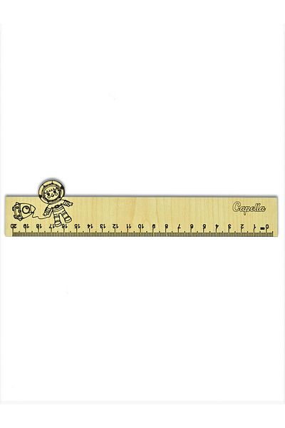 Capellawoodworks Wooden Ruler with Shuttle Astronaut 20 CM