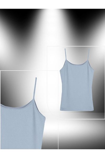 ŞahTan Thin Strap Cotton Corded Women's Tank Top
