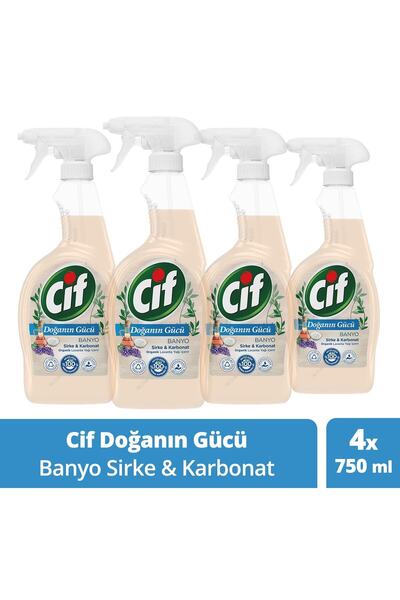 Cif Doğanın Gücü Banyo Sprey Sirke, Karbonat Ve Organik Lavanta Yağı Içerir 750 ml 4adet
