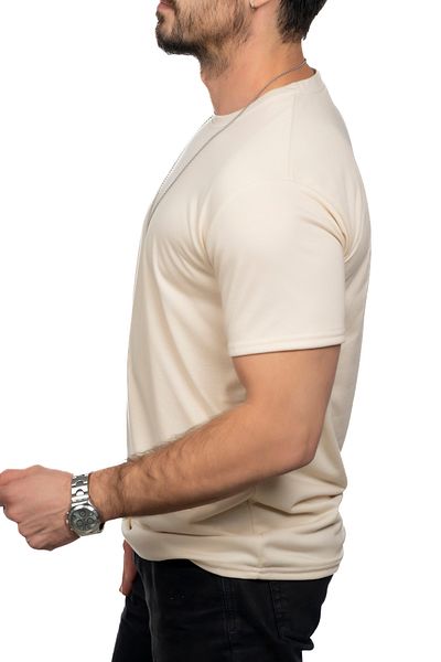 MAXI DRY Ανδρικό μπλουζάκι με λαιμόκοψη κατά της υπερβολικής εφίδρωσης, στεγανό για διαρροές υγρασίας, διπλής στρώσης, κρέμα
