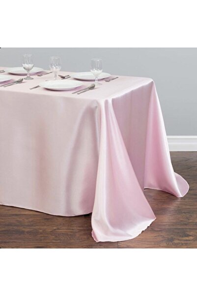 MER HOME مفرش طاولة من الساتان باللون الوردي البودرة