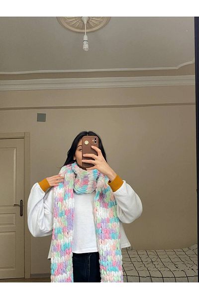 Moda Biçer Hand Knitted Puffy Scarf Shawl